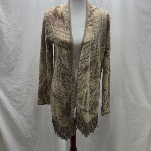 Lucky Brand fringe open cardigan coastal cowgirl super soft sweater M - Picture 1 of 9
